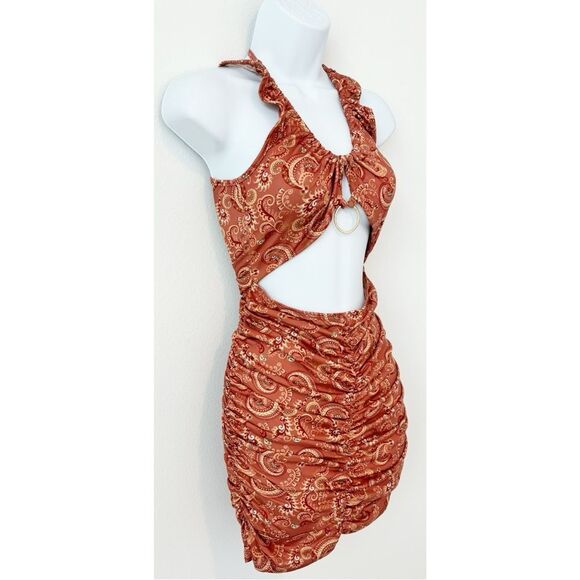 SHEIN Cut Out Ring Detail Ruched Dress Womens Size Medium - Picture 6 of 16